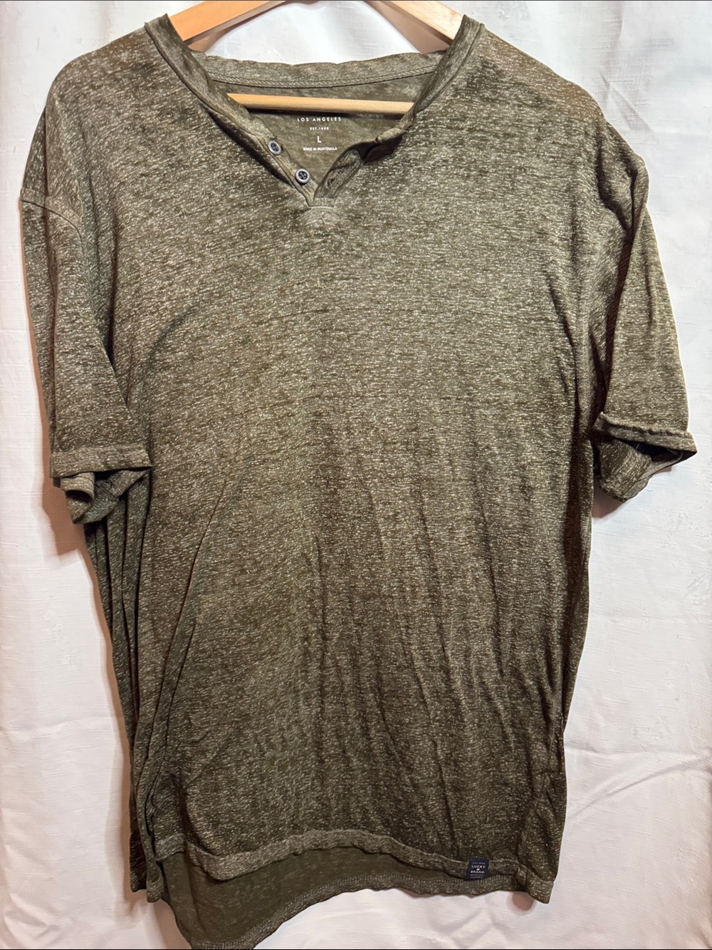 Lucky Brand Short-Sleeve Henley in Olive large #33